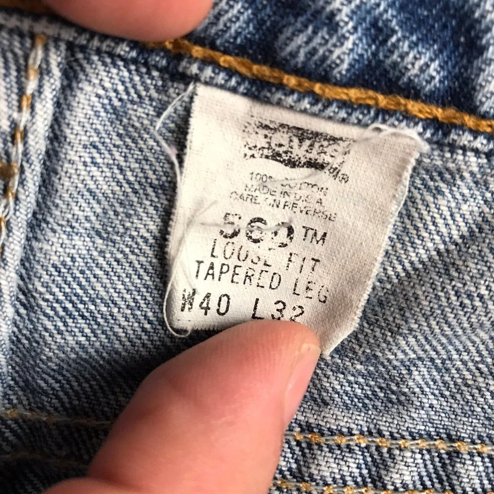 Levis 560 Jeans Mens 40(39x32) Blue Loose Fit Tapered Leg Light Wash USA Vtg 90s
